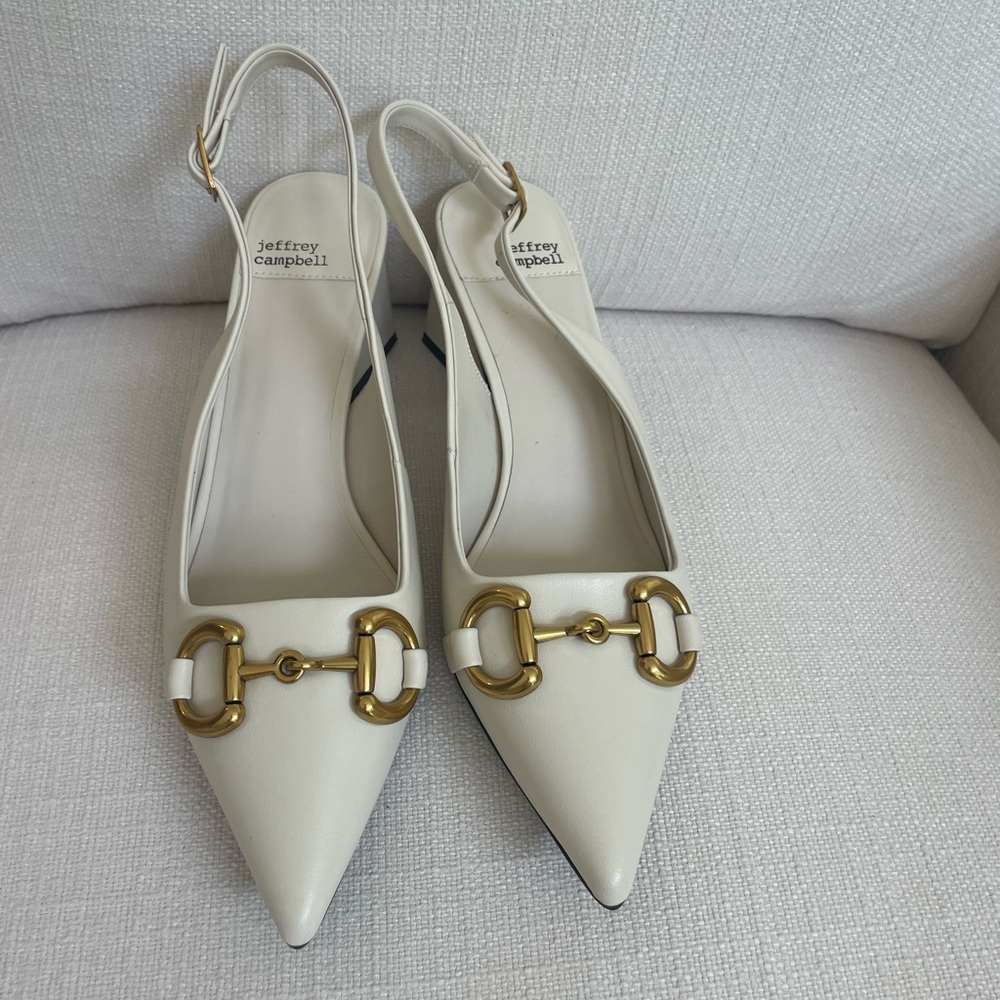 Jeffrey Campbell Ivory/White Slingback Heels - Size 7.5